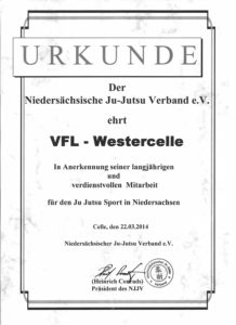 22.03.2014 Urkunde Ehrung VfL Westercelle